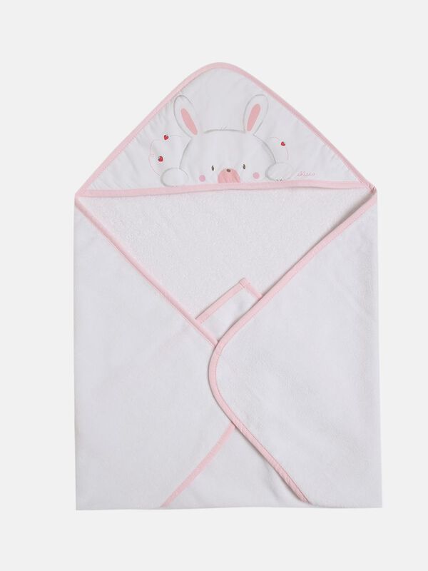 White and Pink Terry Towel With Hood image number 2